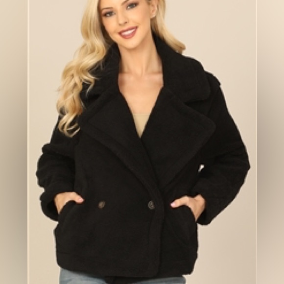 Women’s Black Teddy Bear Short Coat New sizes Small-Large - Picture 3 of 5